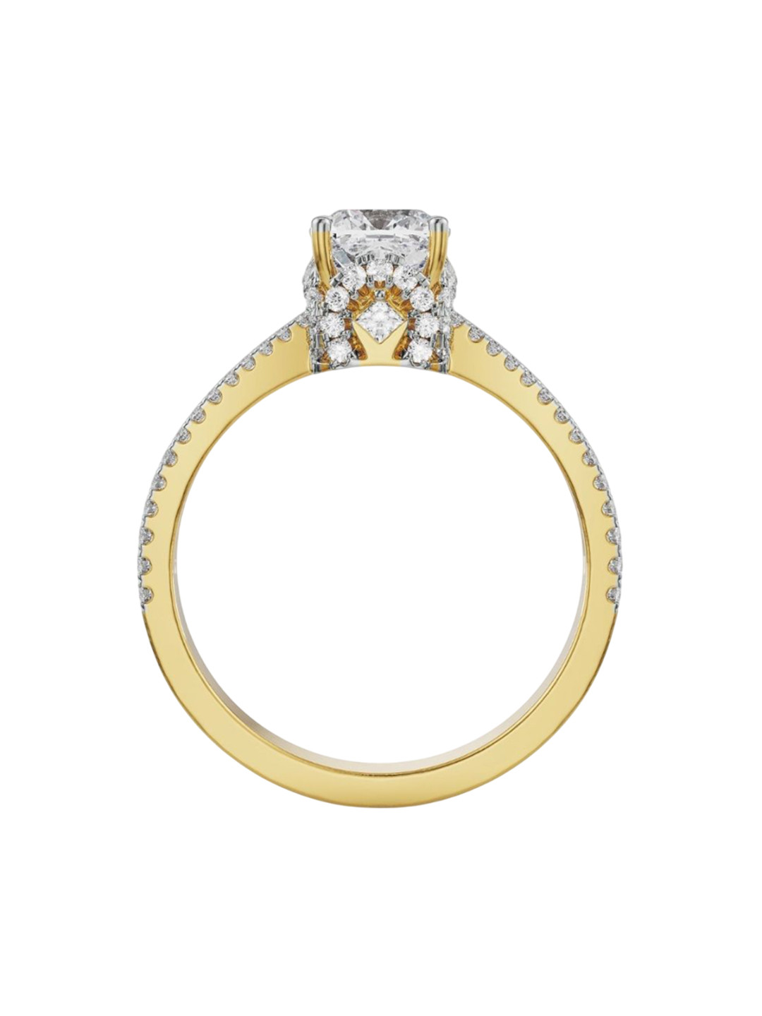 Emori Cushion Cut Engagement Lab Diamond Ring in 18KT Gold