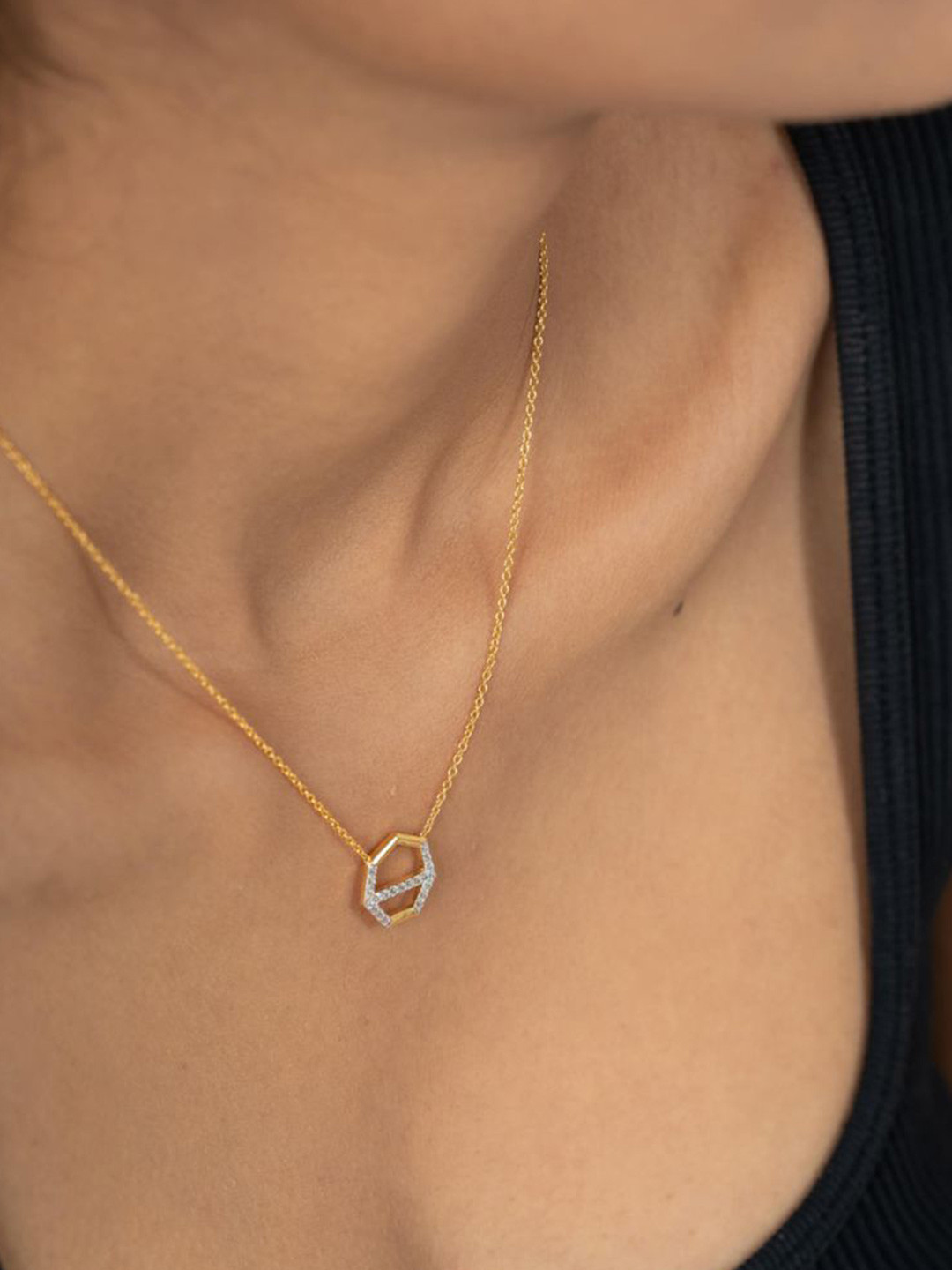 HOUSE OF SEVEN Unisex 18k Gold-Plated Artificial Stones Studded Letter H Necklace