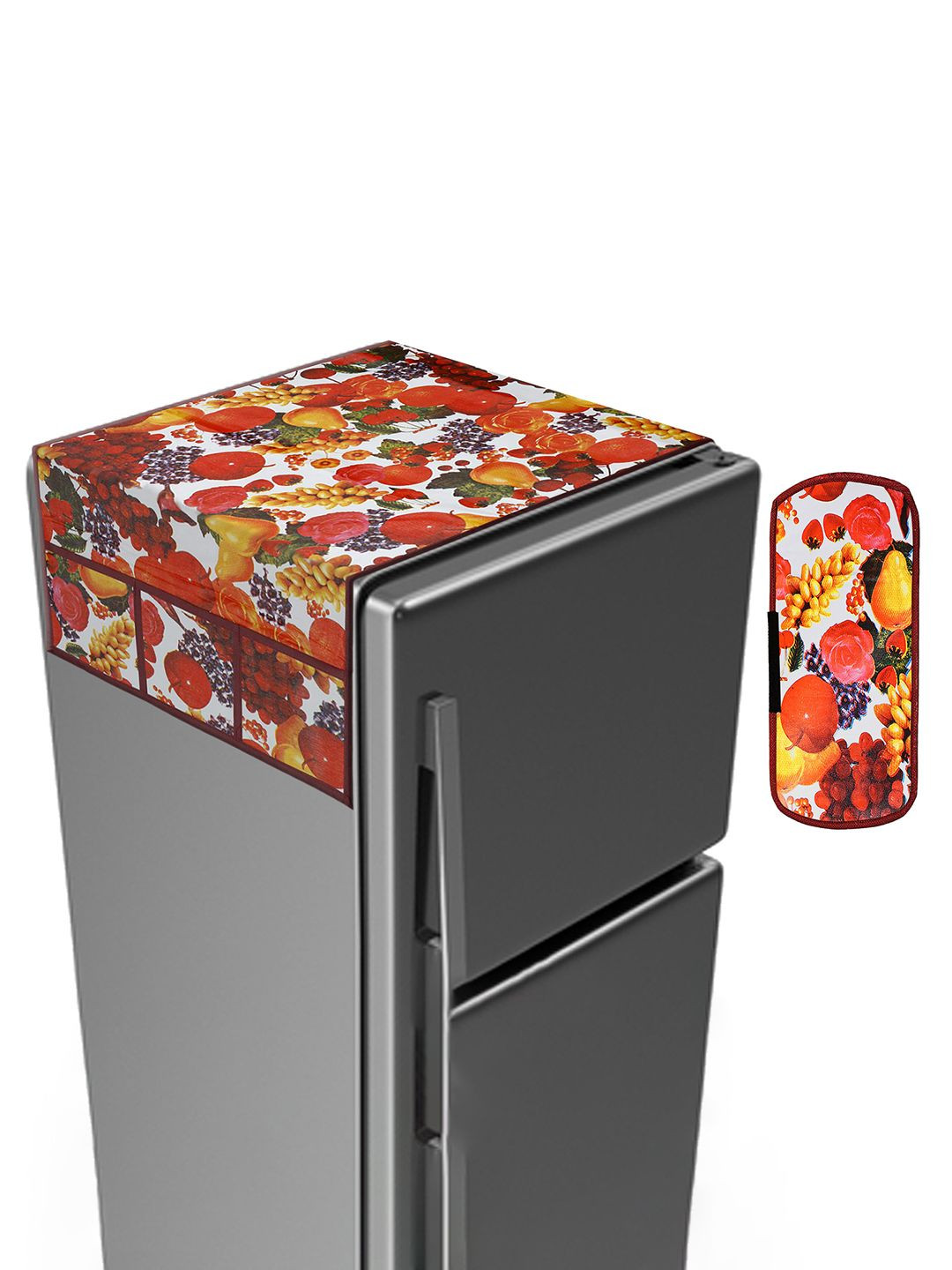 Kuber Industries Red Printed Scratch Resistant With 6 Utility Side Pockets & Handle Cover