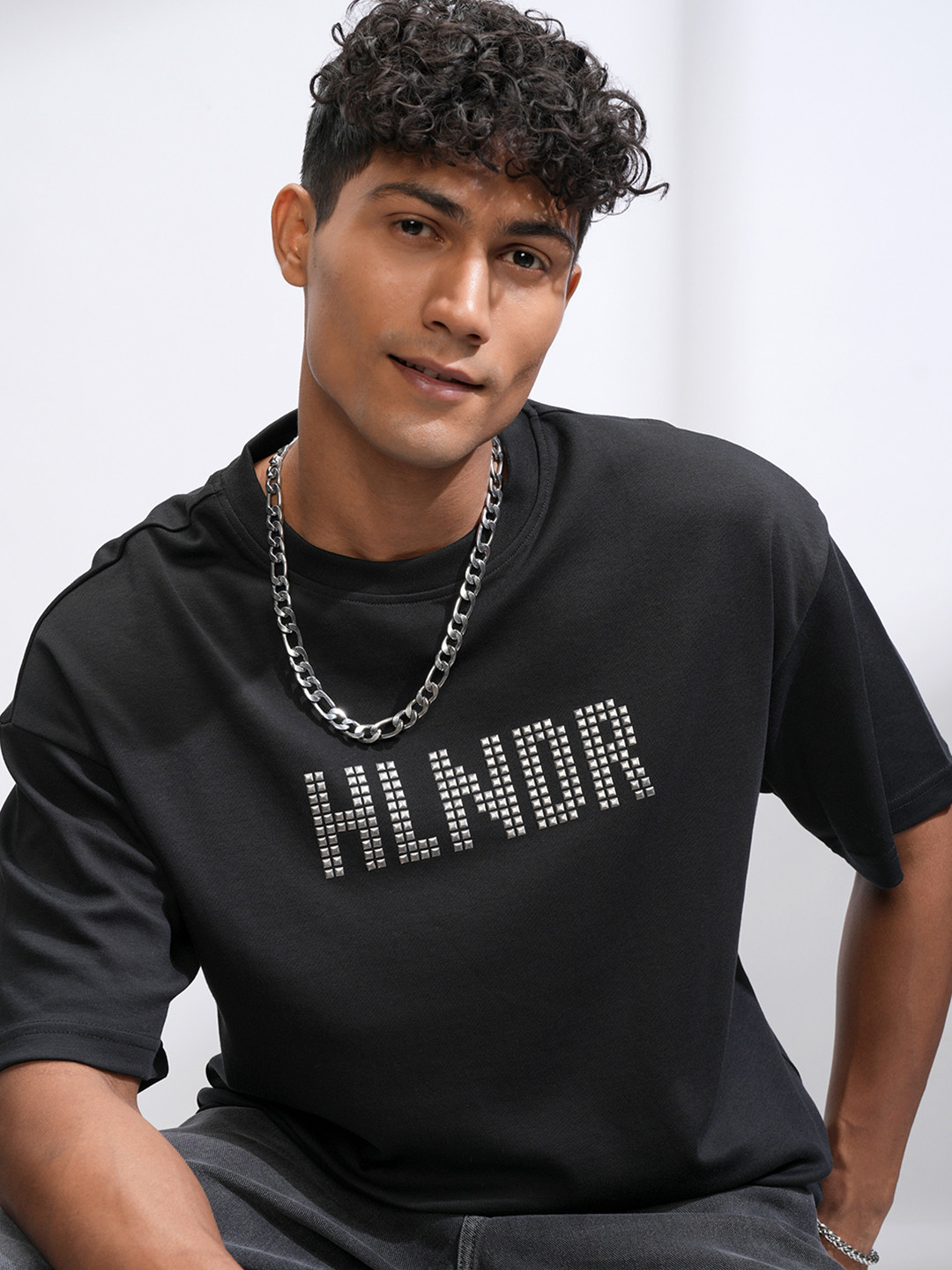 HIGHLANDER Men Typography Printed Round Neck Cotton Relaxed Fit T-shirt