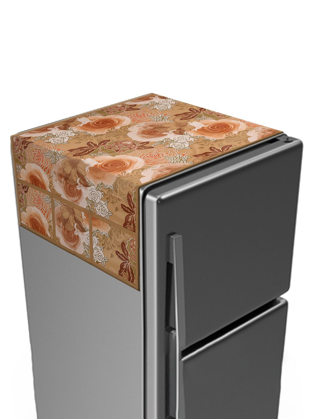 Kuber Industries Brown Flower Printed Scratch Resistant With 6 Utility Side Pockets