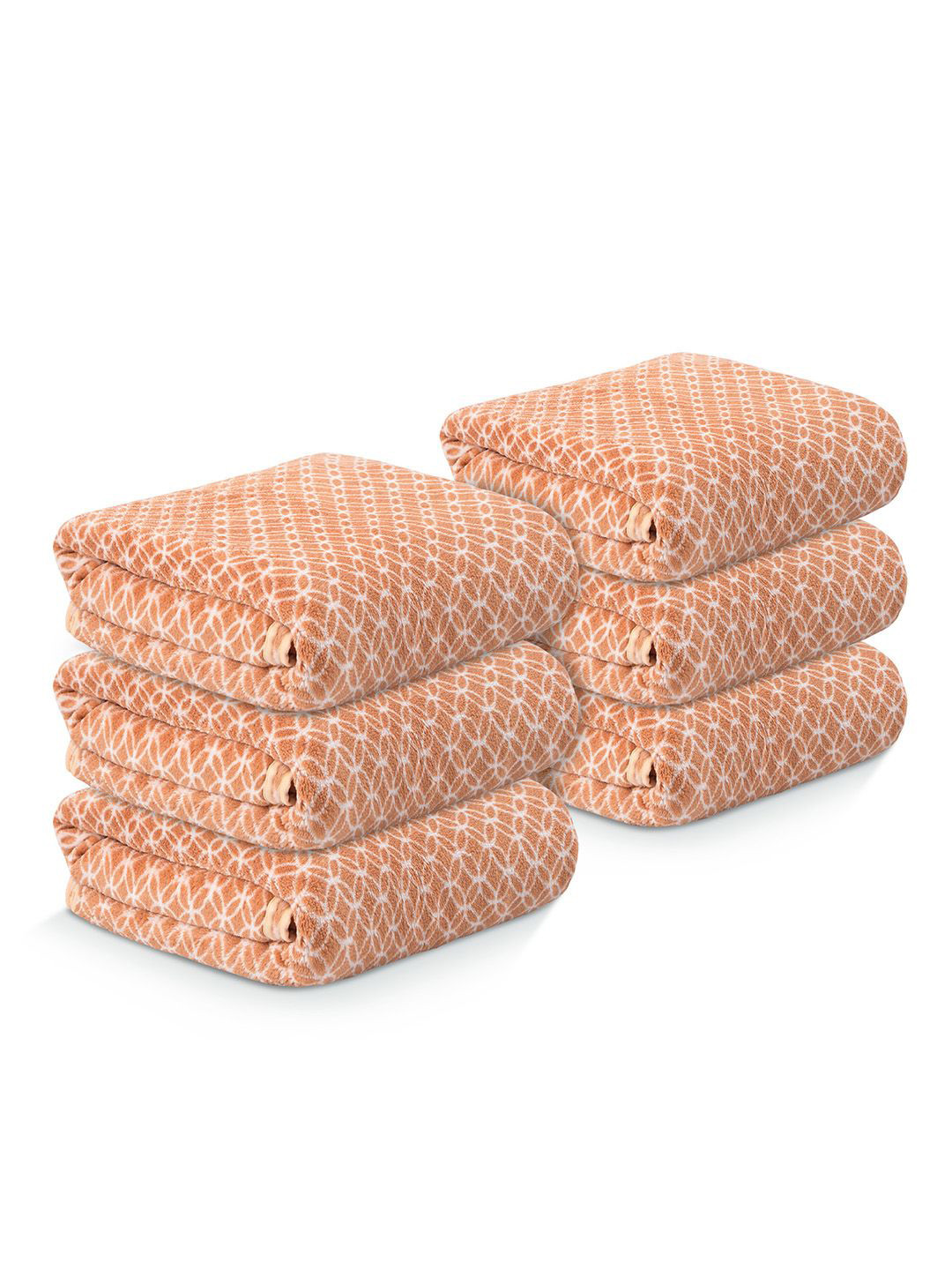 Kuber Industries Gold Toned & White 6Pcs Printed 280 GSM Ultra Absorbent Soft Bath Towels