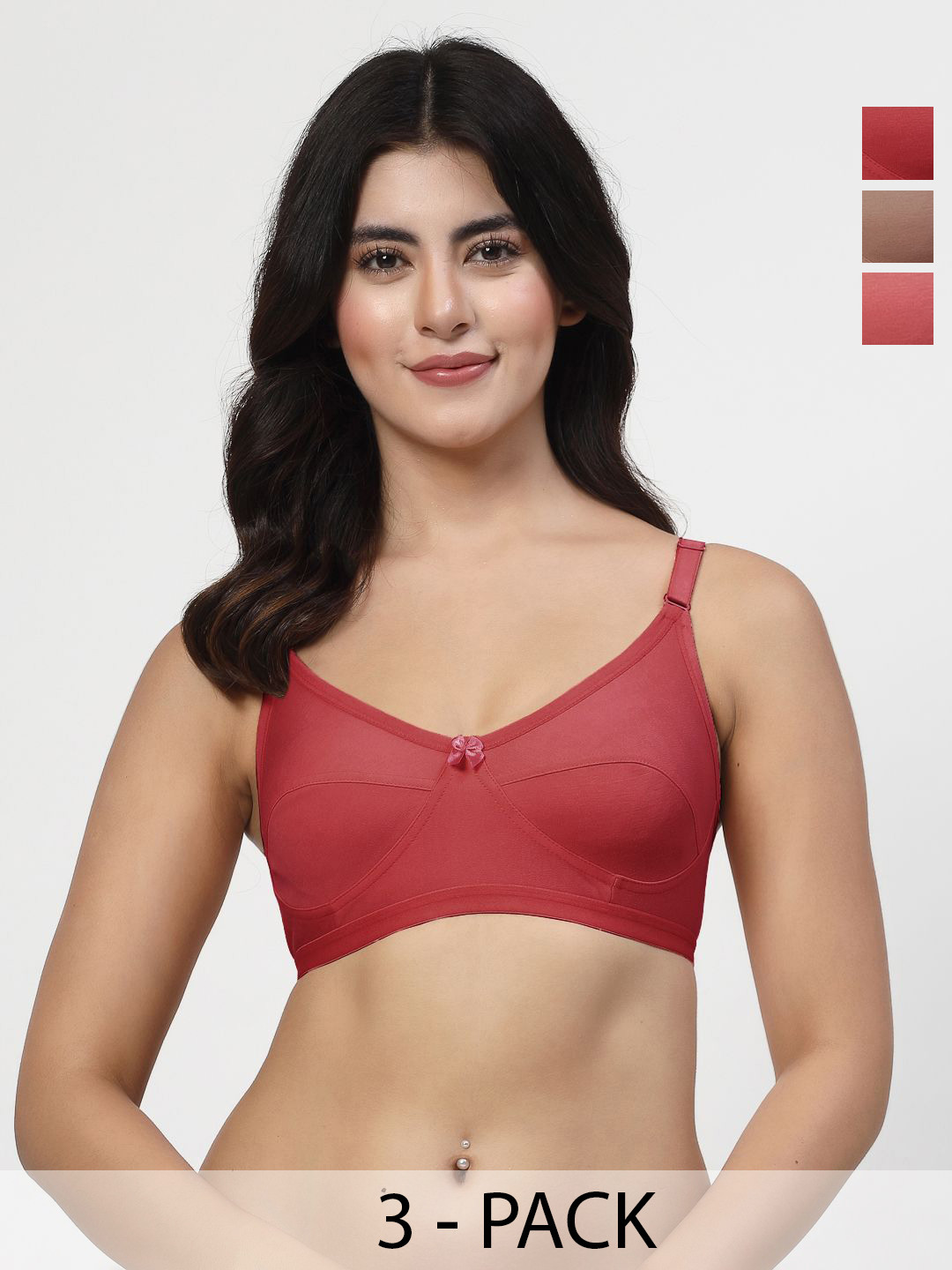 LILY akihdar Women Pack Of 3 Full Coverage Non Padded Non Wired Regular Everyday Bra