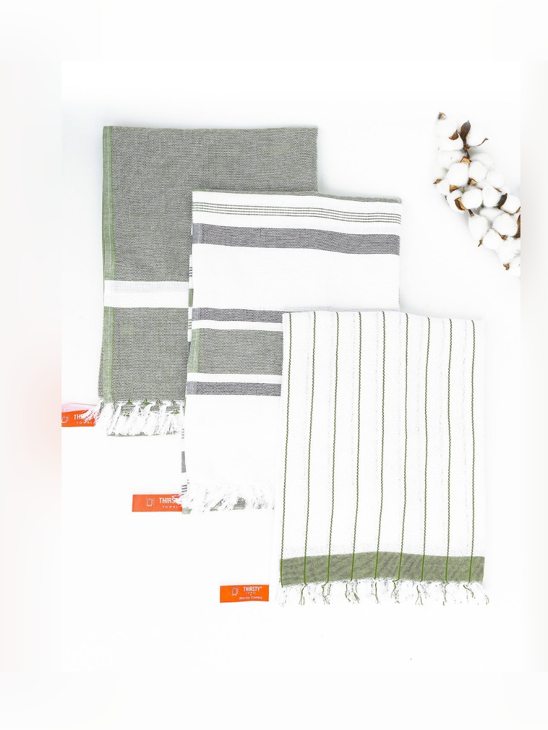 The Bath Community White & Grey Printed 150GSM Set of 3 Anti-Bacteria Cotton Bath Towel