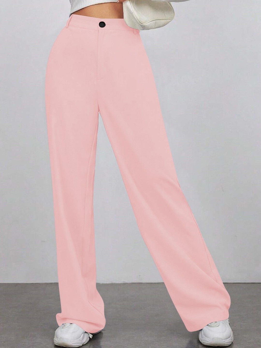 KERI PERRY Women Relaxed Straight Leg High-Rise Parallel Trousers