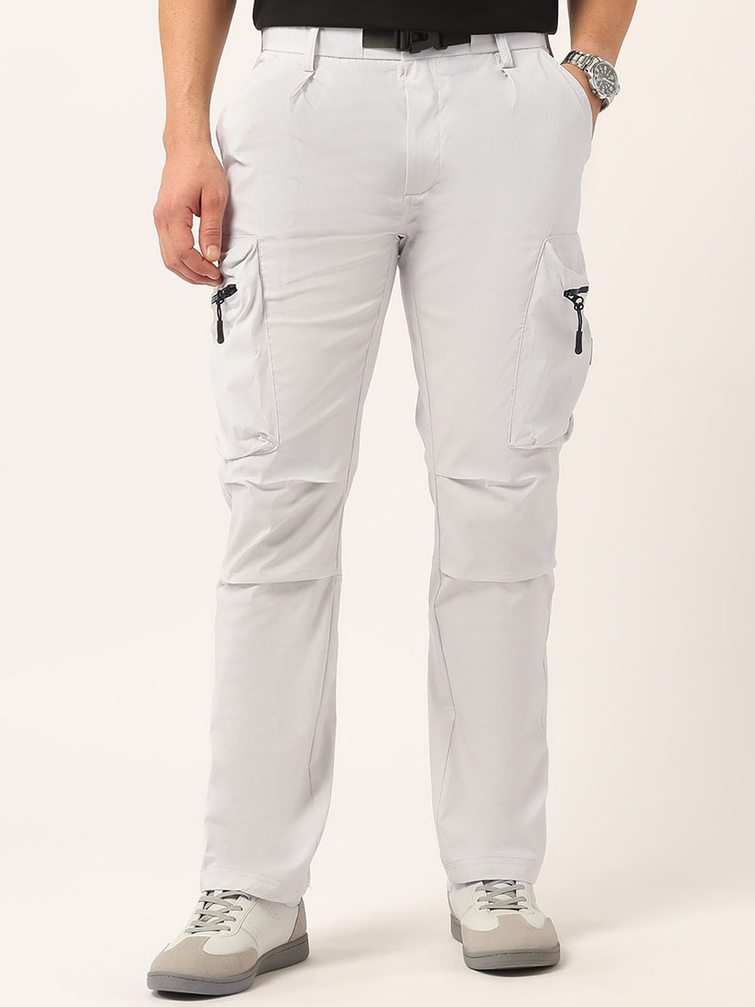 U.S. Polo Assn. Denim Co. Men Cotton Straight Fit Pleated Cargo Trouser