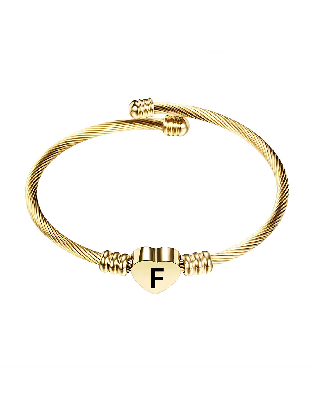 M Men Style Gold-Plated Stainless Steel Engraved F Kada Bracelet