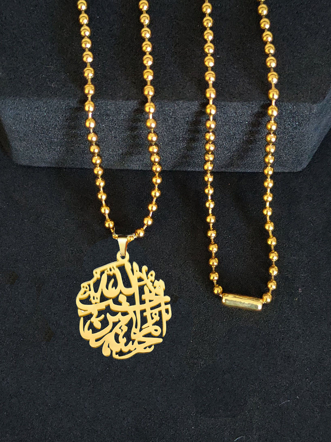 M Men Style Stainless Steel Engraved Shahada Pendant With Chains