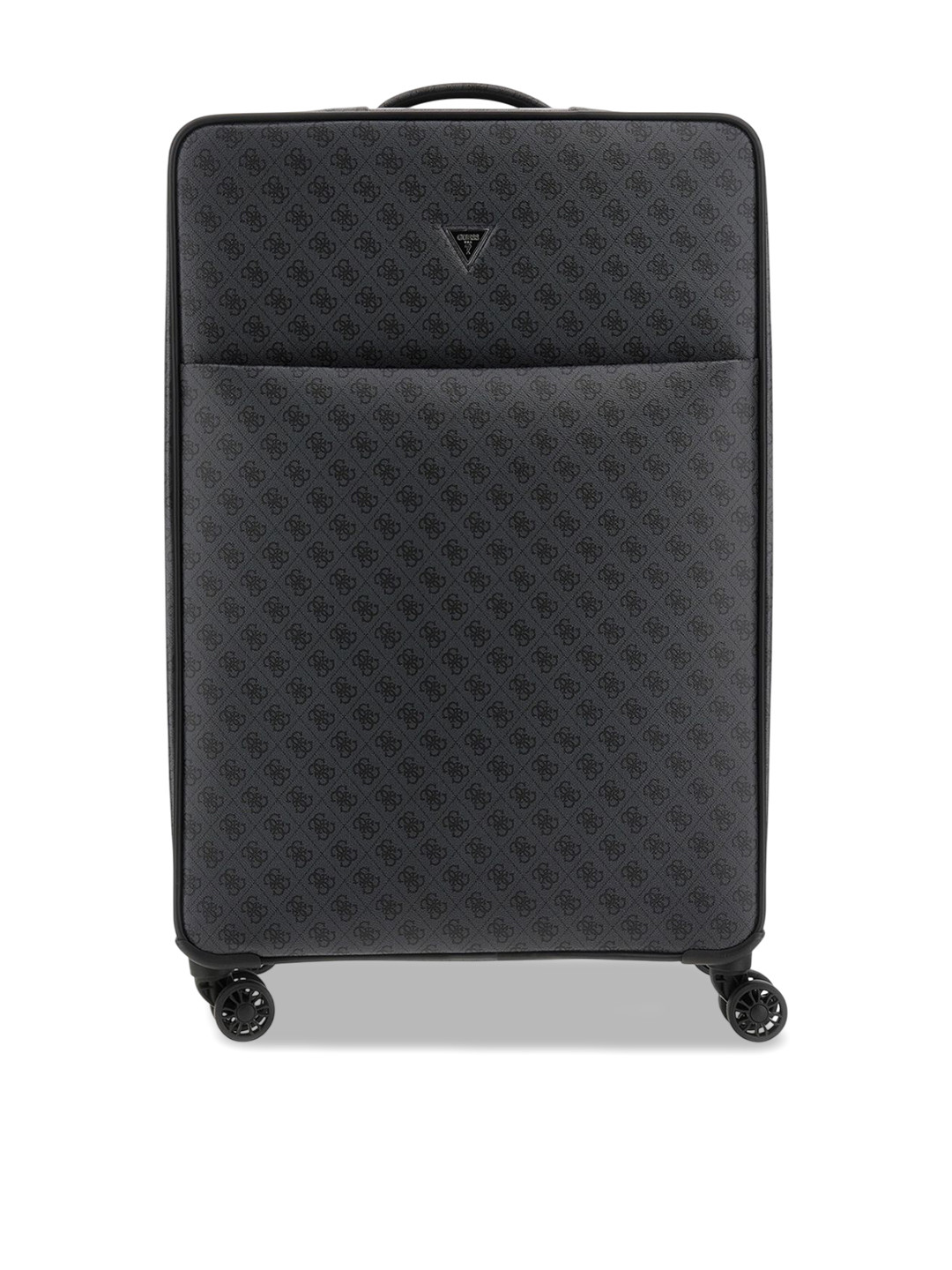 Guess Men's Grey PU Printed Travel Roller Trolley Suitcase