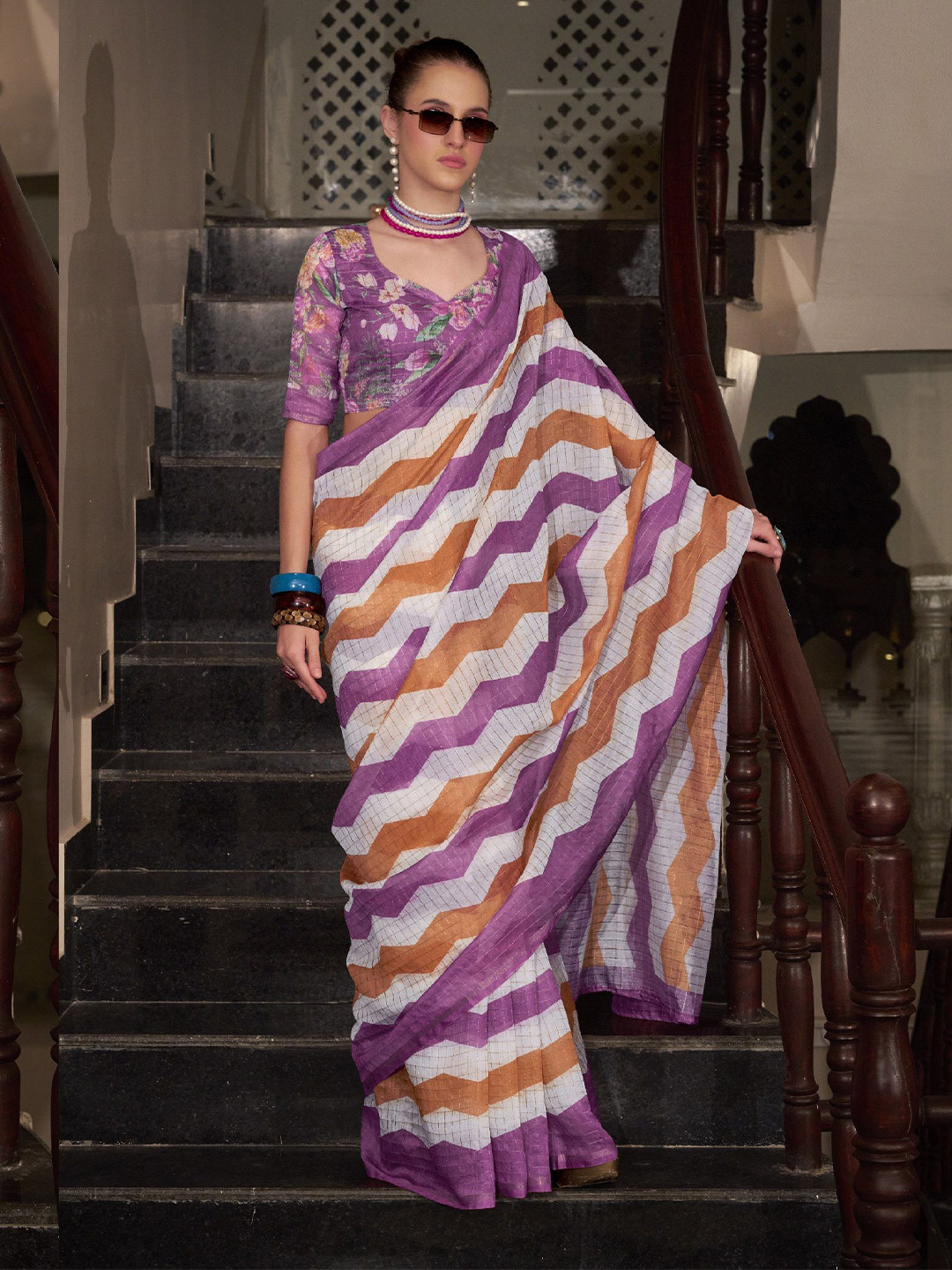 MAHALASA Pure Linen Handloom Saree