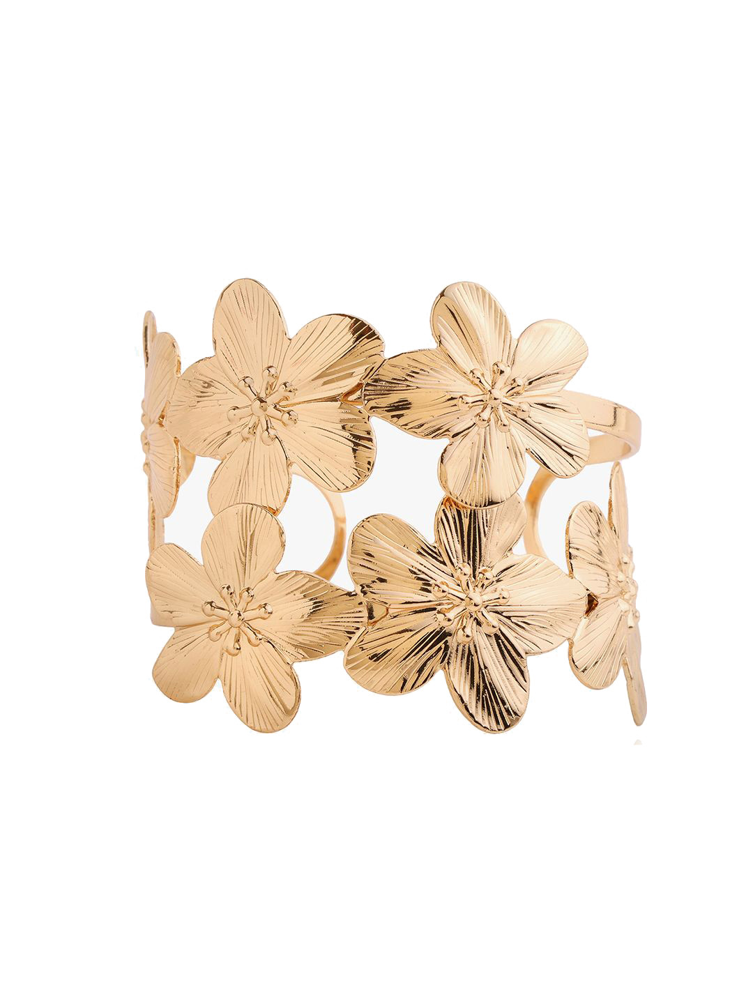 Kazo Women Gold-Plated Leaves Statement Cuff Bracelet