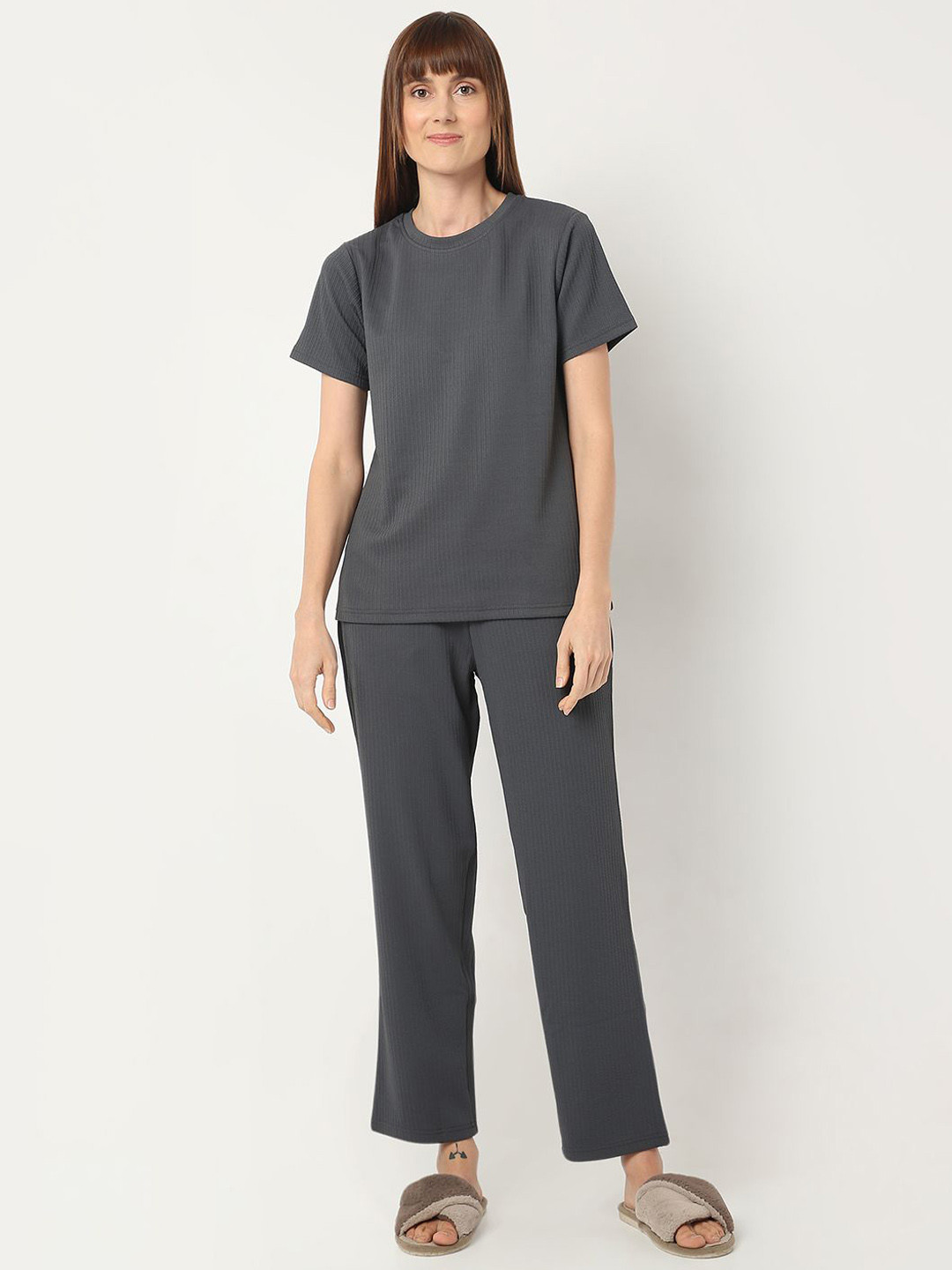 Smarty Pants Women Solid Short Sleeves Night suit