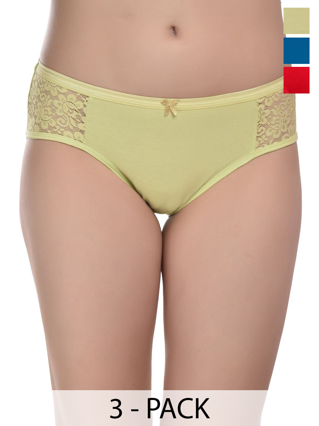 Valles365 by S.C. Pack Of 3  Lace Mid-Rise Hipster Briefs PNTPSDCRBLUSEARED-S