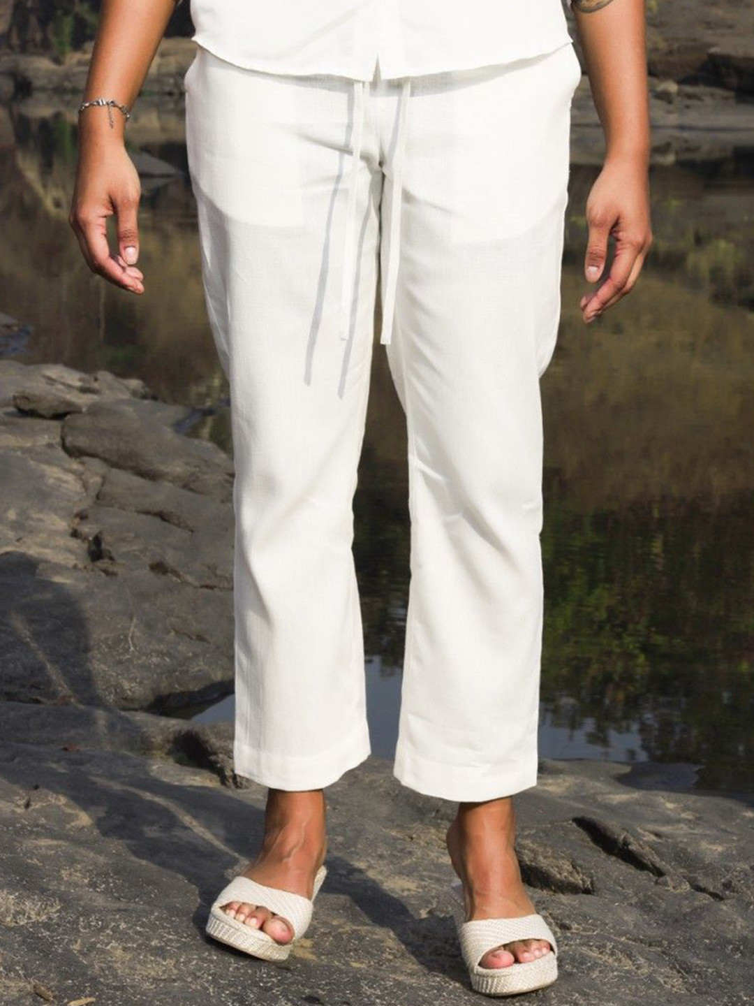 ROAR FOR GOOD Men Comfort Fit Elasticated Hemp Smart Casual Trousers