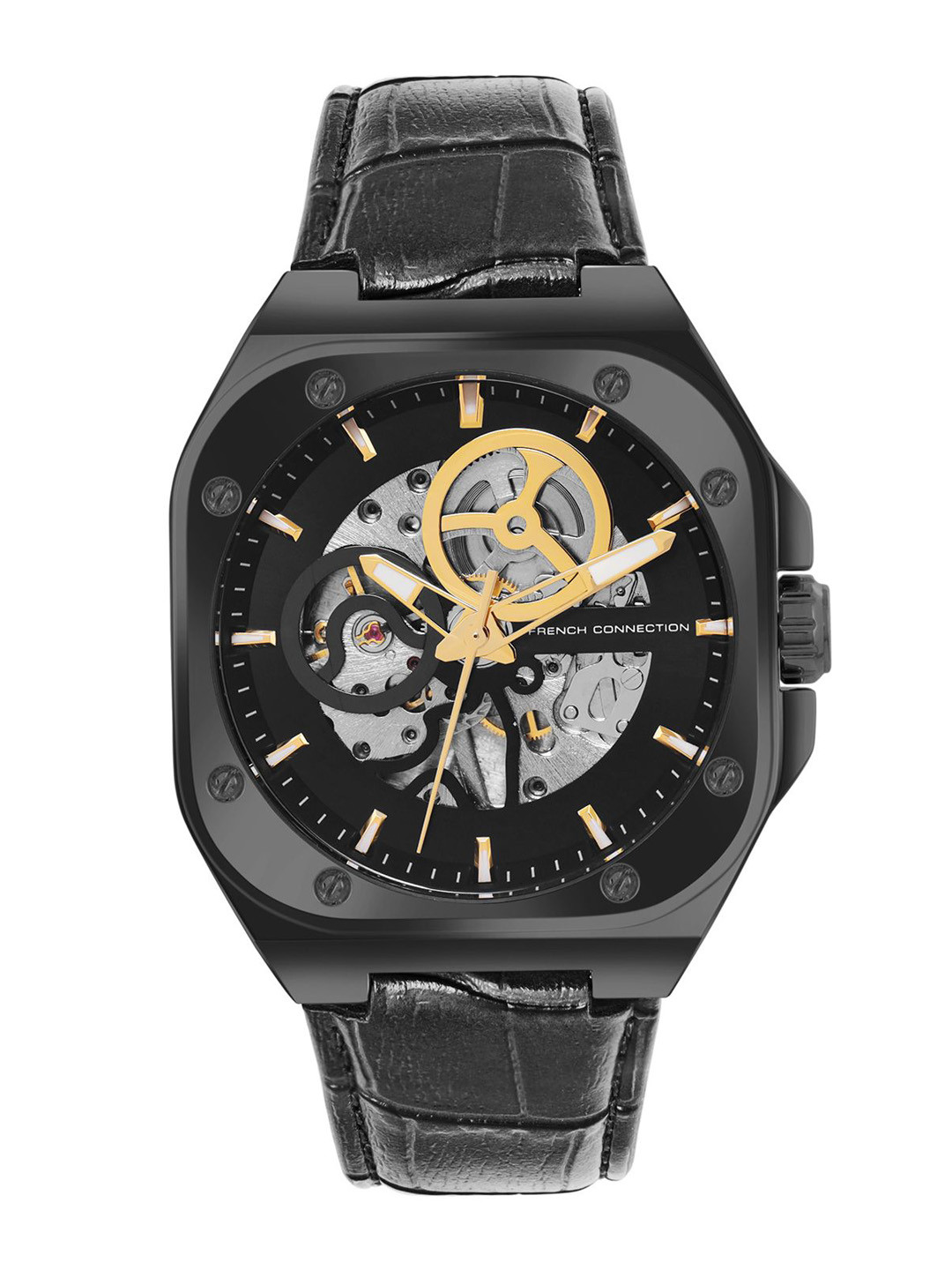 French Connection Men Dial & Leather Straps Mechanical Watch FCA14BBL