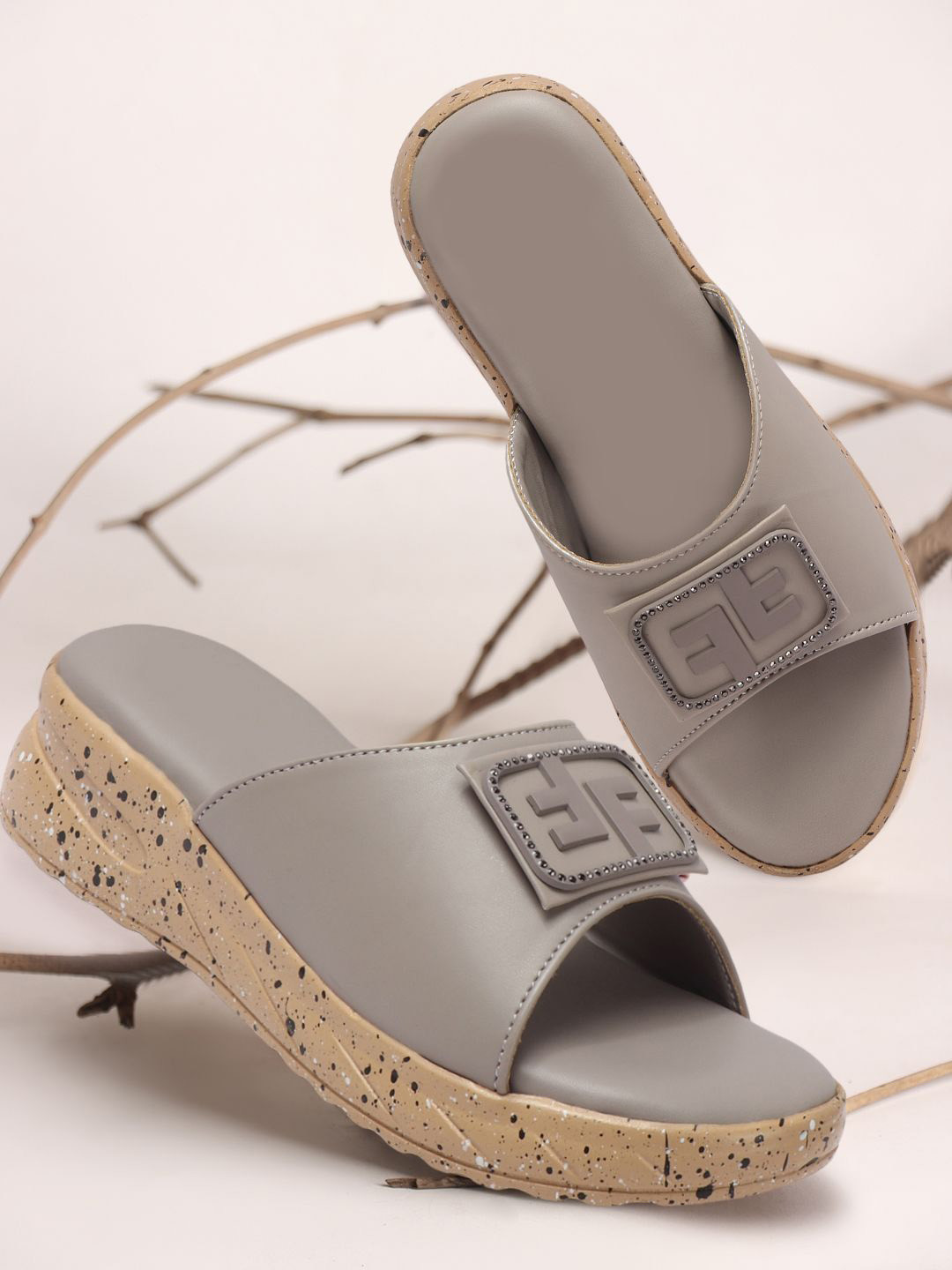 H.M. LADIES FOOTWEAR Women Solid Comfort Heels Sandals