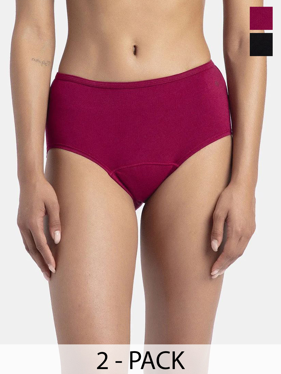 Jockey Pack of 2 Cotton Period Panty with Leak Proof Inner Absorbent Layer-SW05