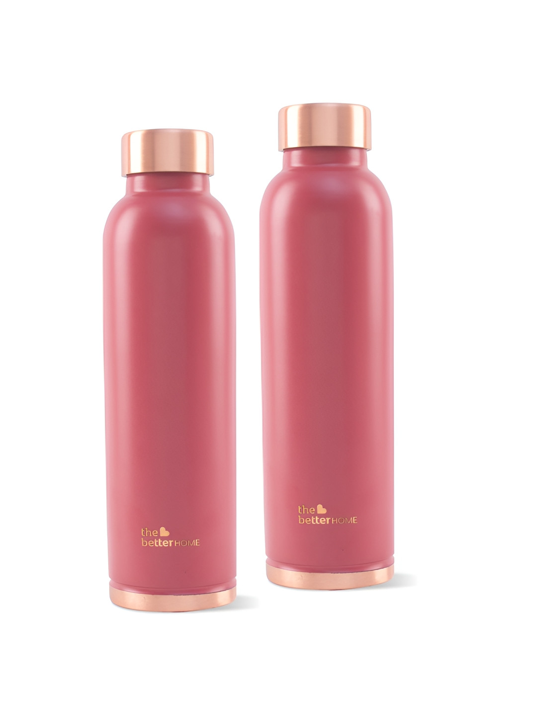 The Better Home Maroon 2 Pieces Brand Logo Printed Copper Water Bottles- 950 ml Each