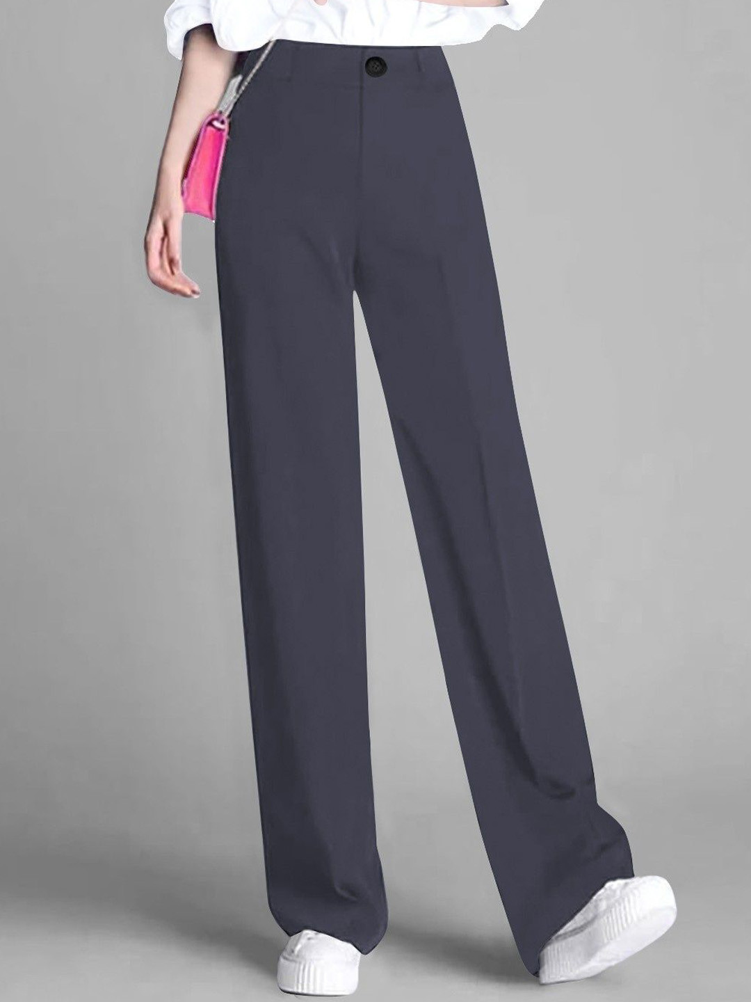 TOOCHKI Women Straight Leg High-Rise Non Iron Trousers