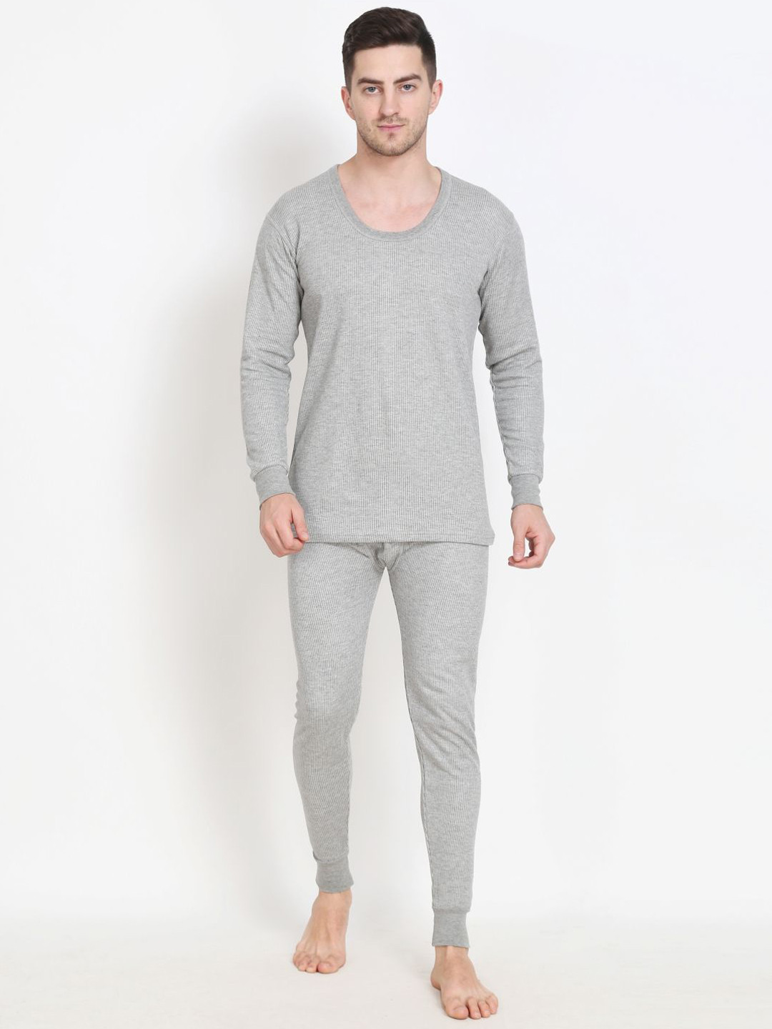 TOUCH WOOL Men Ribbed Cotton Thermal Set
