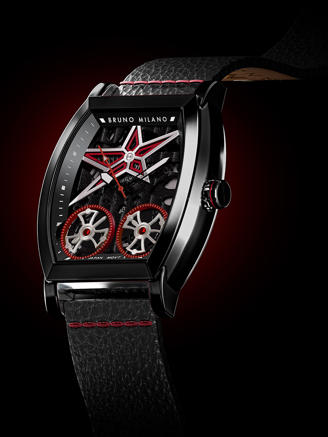 Bruno Milano Men Stainless Steel Skeleton Dial & Straps Reset Time Analogue Watch BM1008-01