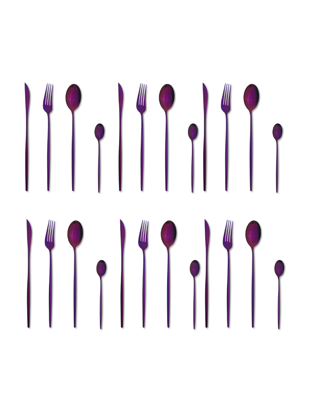 UniKart Purple 24 Pieces Stainless Steel Flatware Cutlery