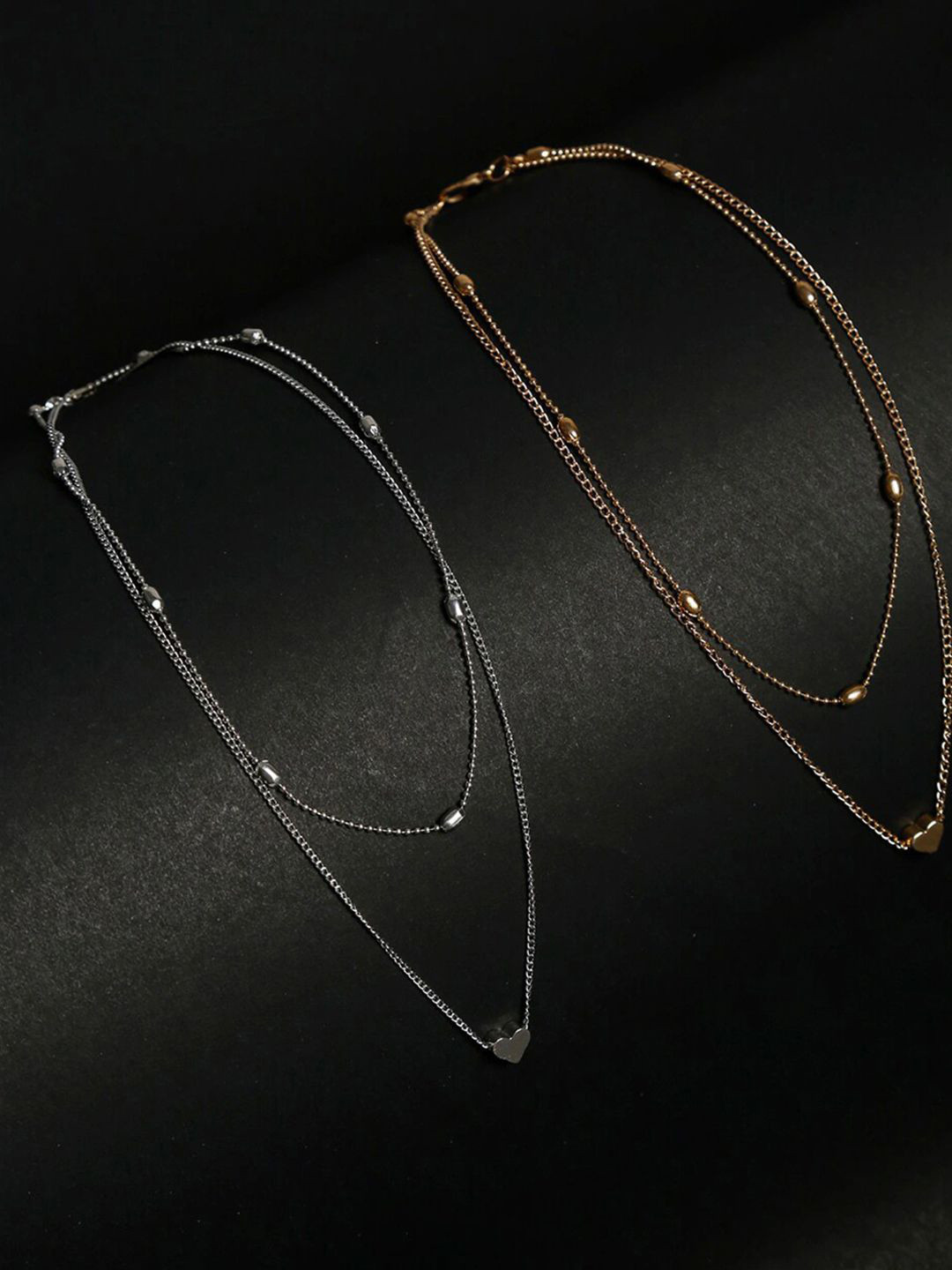 YouBella Set OF 2 Gold And Silver Plated Layered Chains