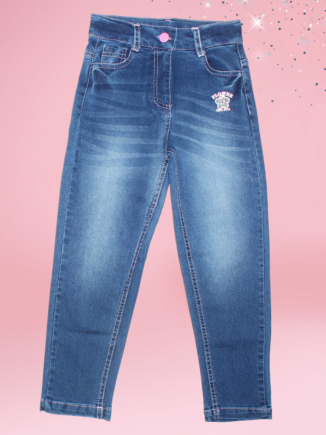 CUTECUMBER Girls Heavy Fade Embellished Stretchable Jeans