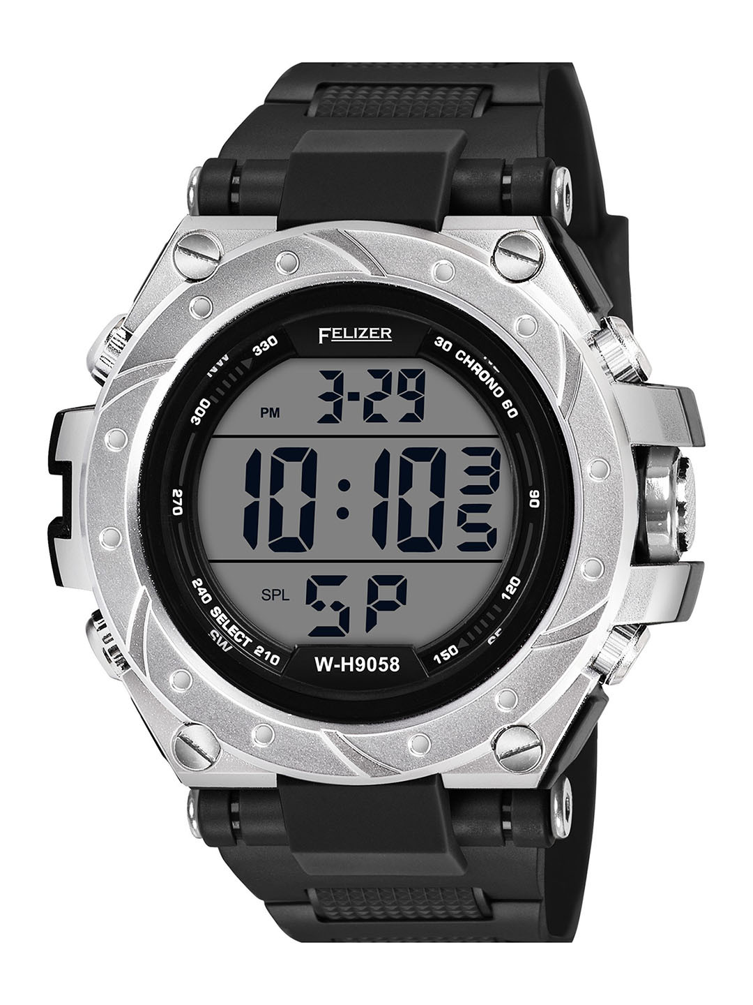 FELIZER Men Dial & Straps Digital Multi Function Watch LSKA-9058-SilverBlk