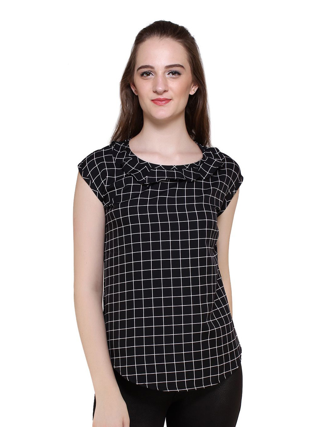 MALLORY WINSTON Women Checked Print Top