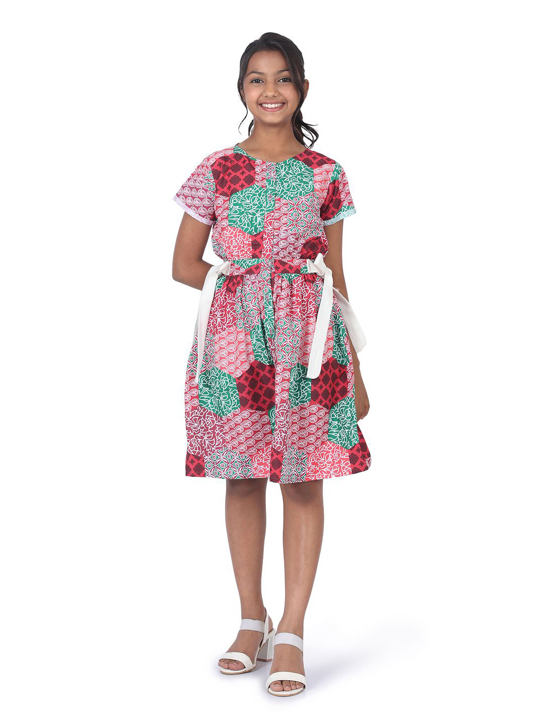 SILK SPARROW Print Fit & Flare Dress