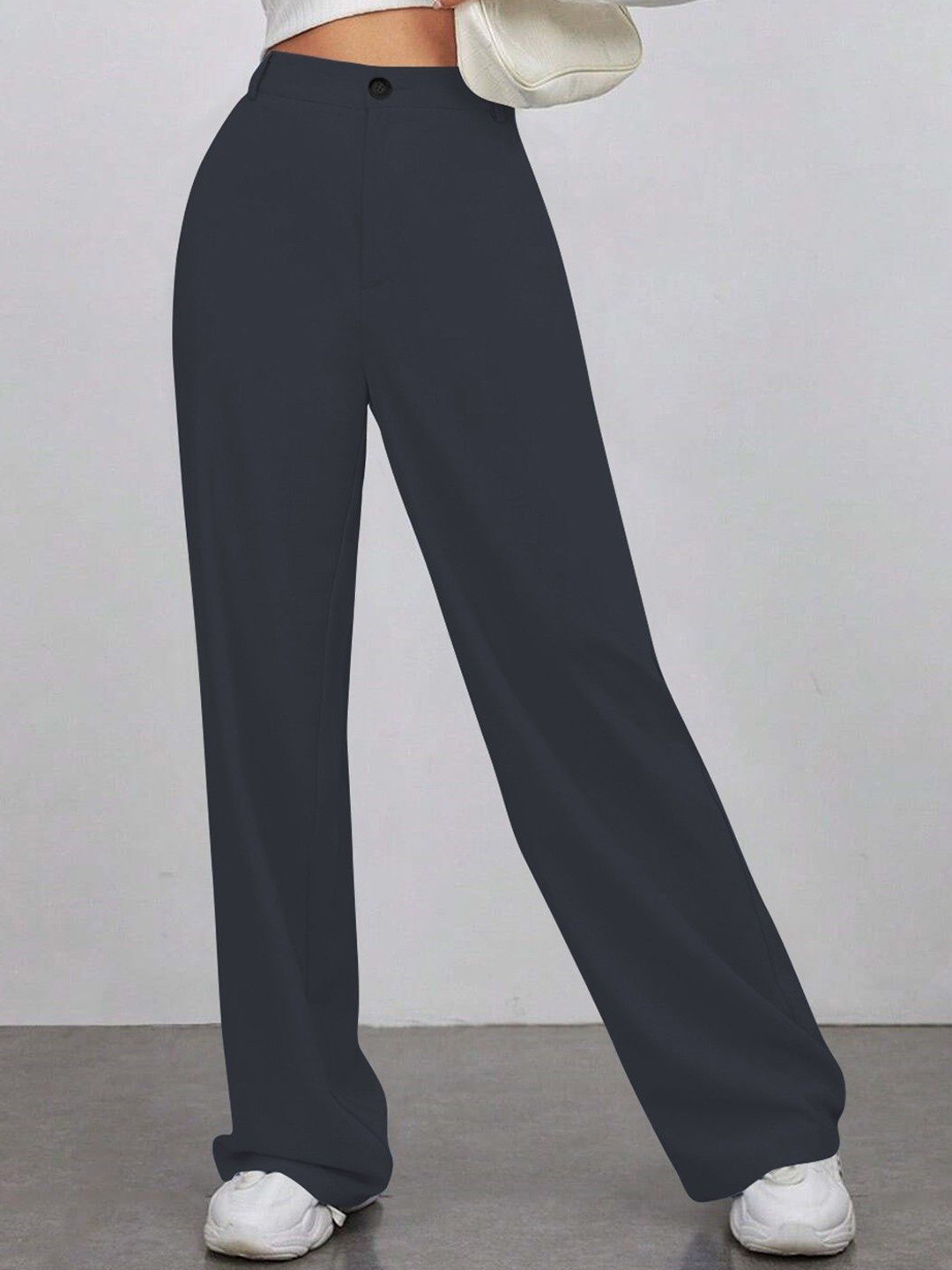 KERI PERRY Women Relaxed Fit High-Rise Wide Leg Trousers