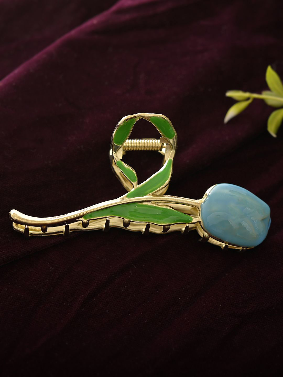 Silvermerc Designs Women Floral Hair Clip with Blue For Hair Accesory