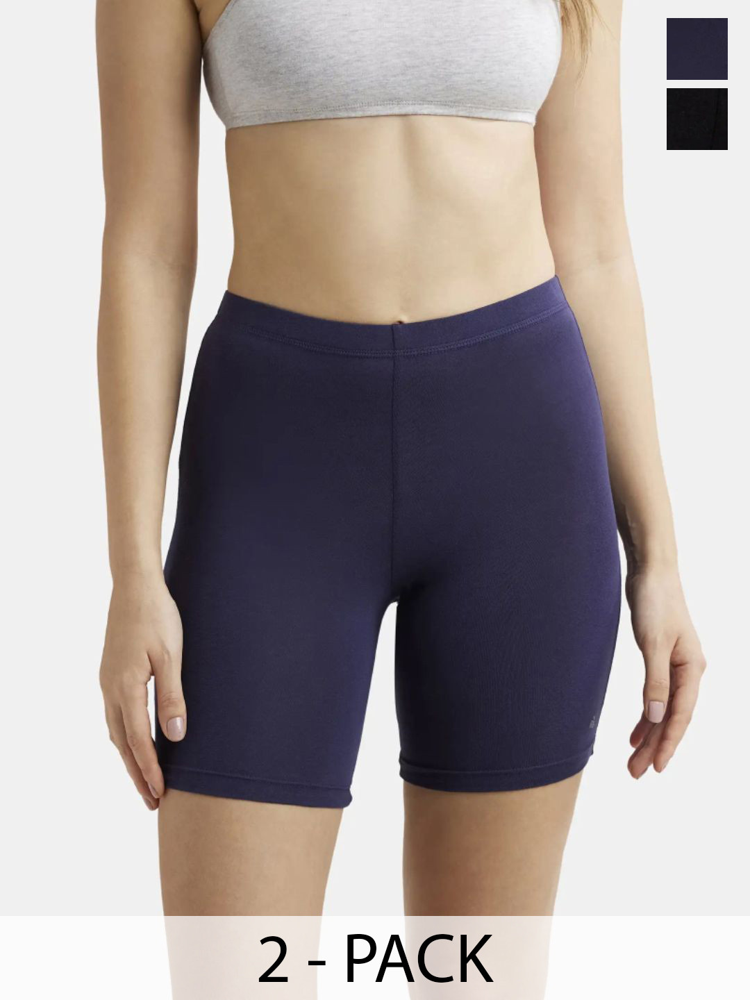 Jockey Pack of 2 High Coverage Super Combed Cotton Shorties With Concealed Waistband-1529