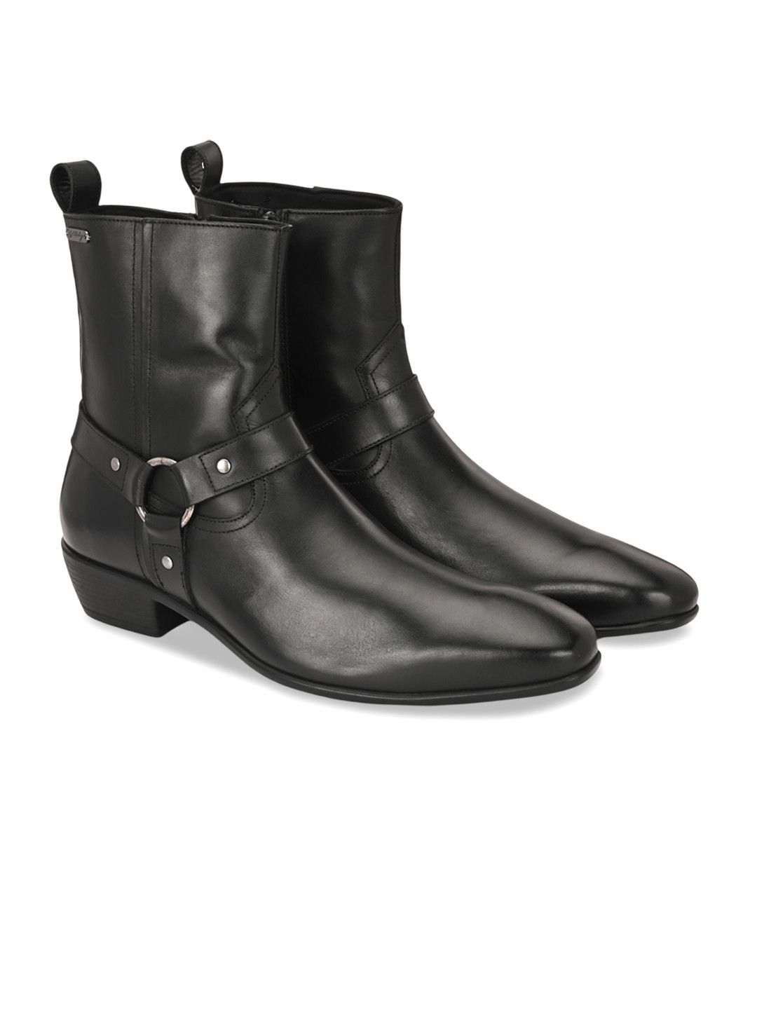 Delize Men Round Toe Casual Biker Boots with Harness