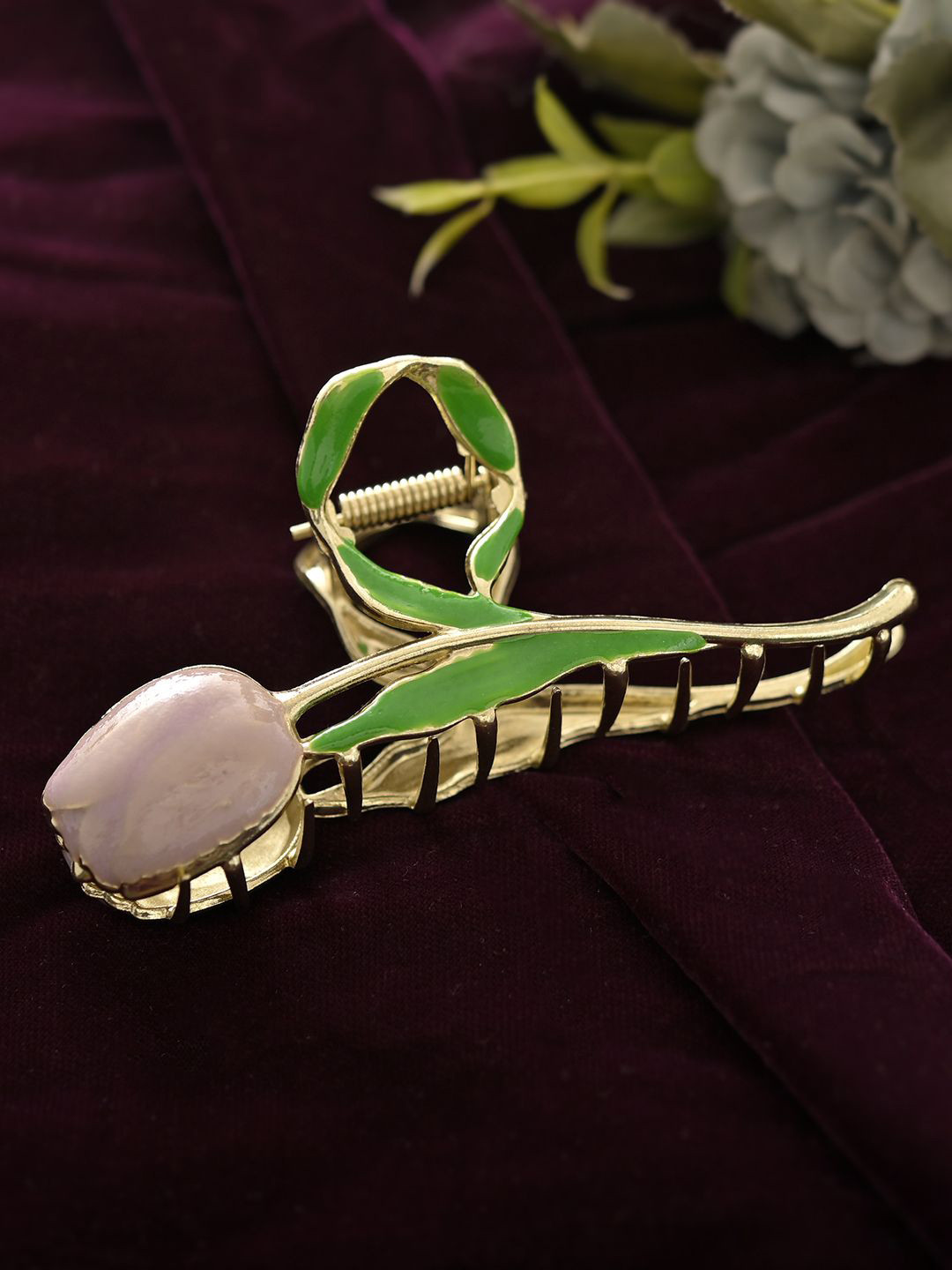 Silvermerc Designs Women Gold Metal Pink French Barrette Hair Accessory