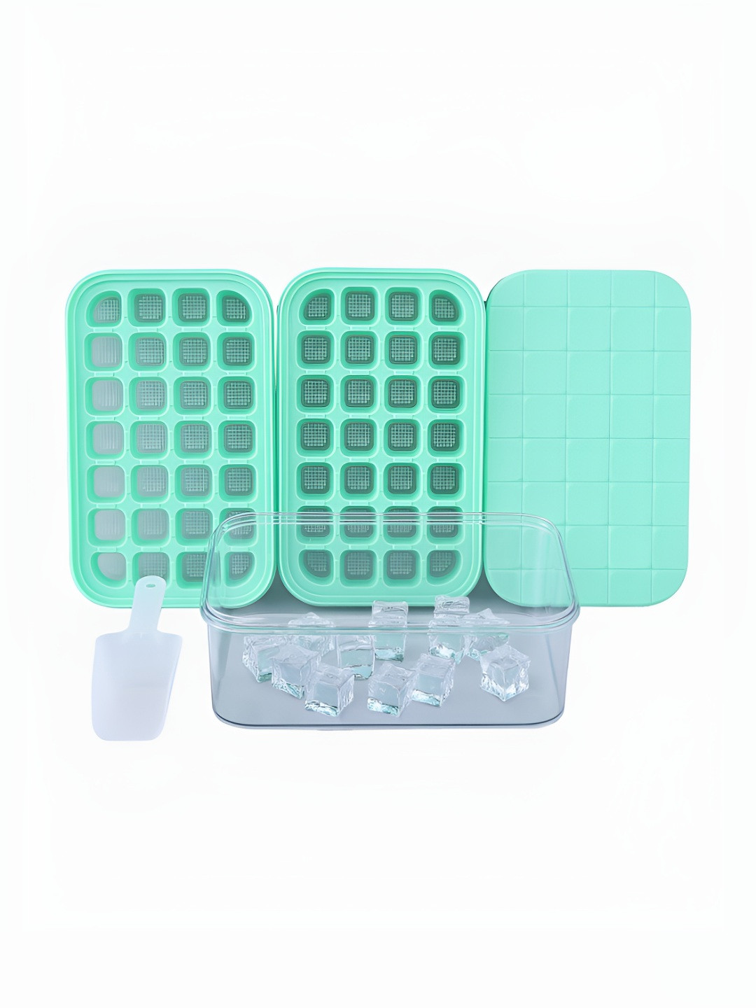 The Better Home Green 2 Layer Ice Mould With Storage Box & Ice Scoop