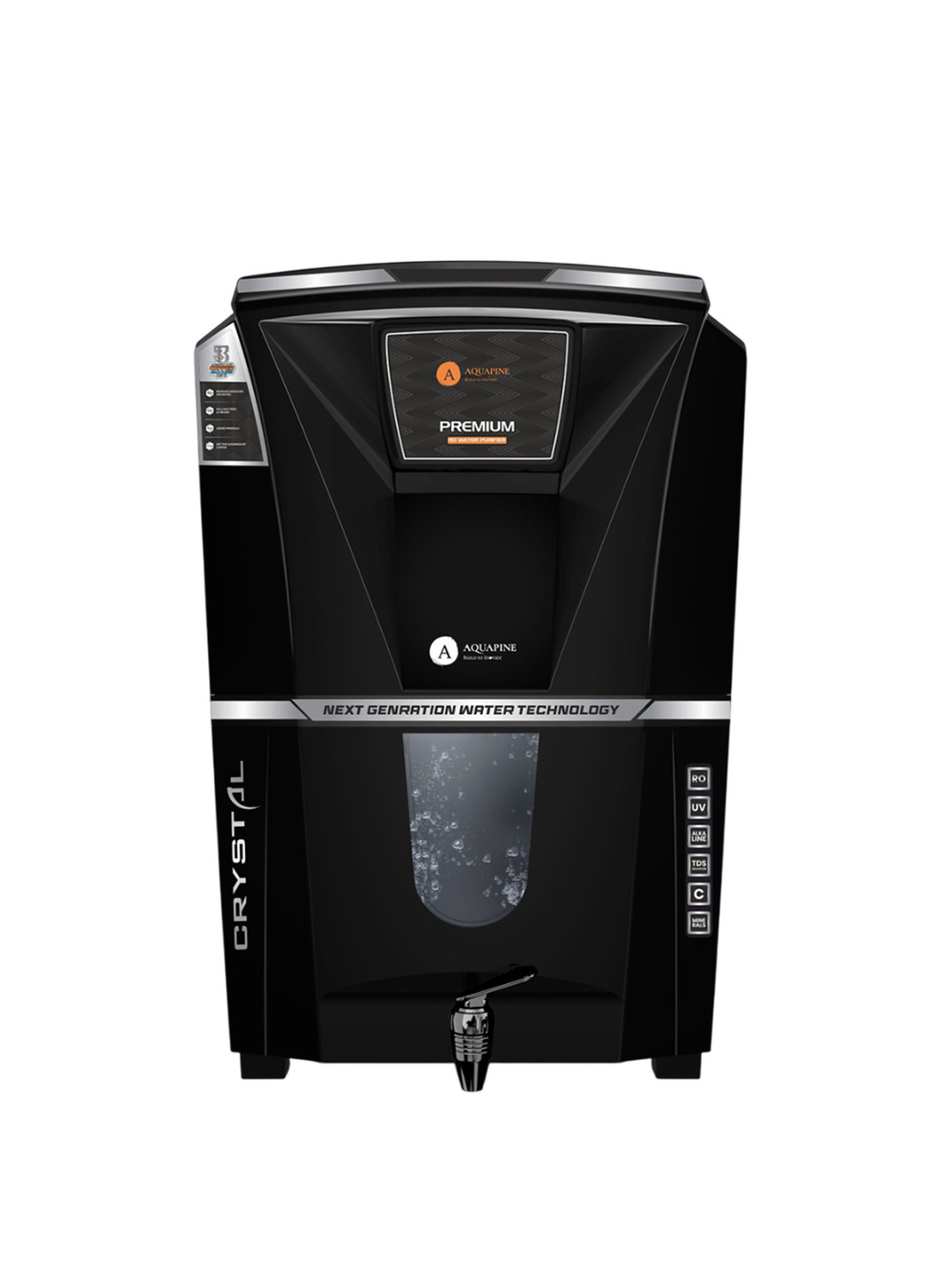 AQUAPINE Black & Grey Electric RO Water Purifier - 12 L