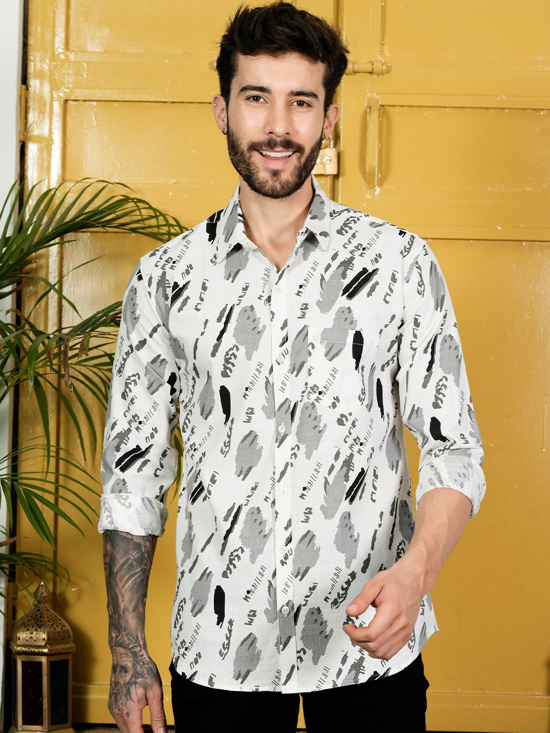 Metronaut Men Comfort Polka Dot Sheer Printed Casual Shirt