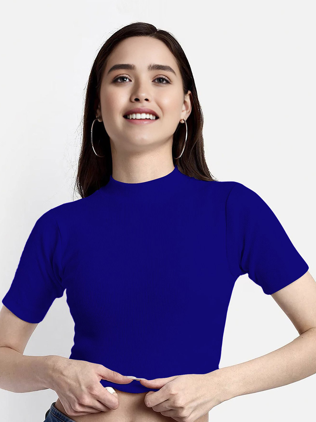 Dream Beauty Fashion Bullet Women High Neck Short Sleeves Fitted Top