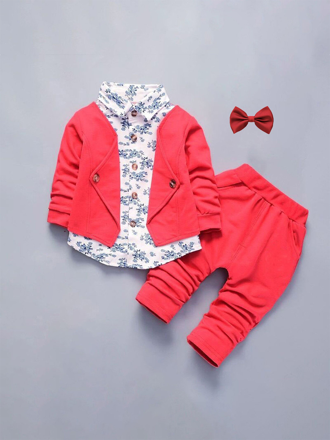 BAESD Boys Printed Shirt With Pant And Jacket
