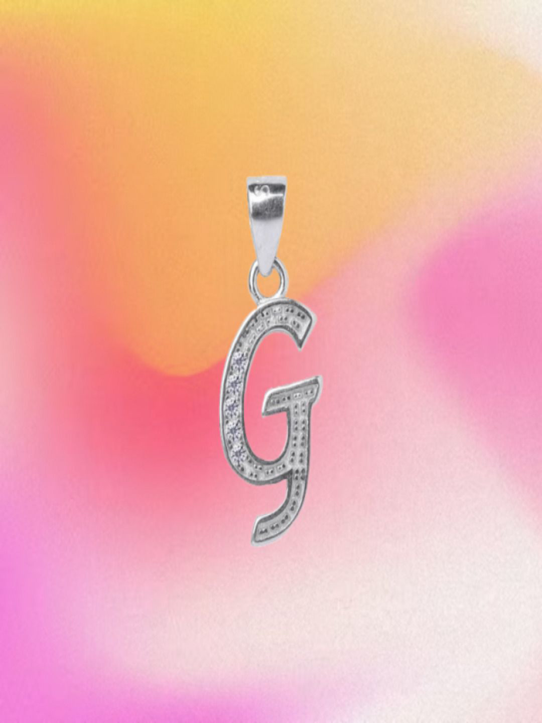 Paavni Girls 925 Sterling Silver Rhodium-Plated Cubic Zirconia Studded G Letter Pendant