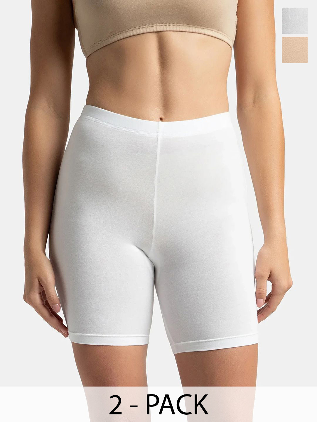 Jockey Pack of 2 High Coverage Super Combed Cotton Shorties With Concealed Waistband-1529