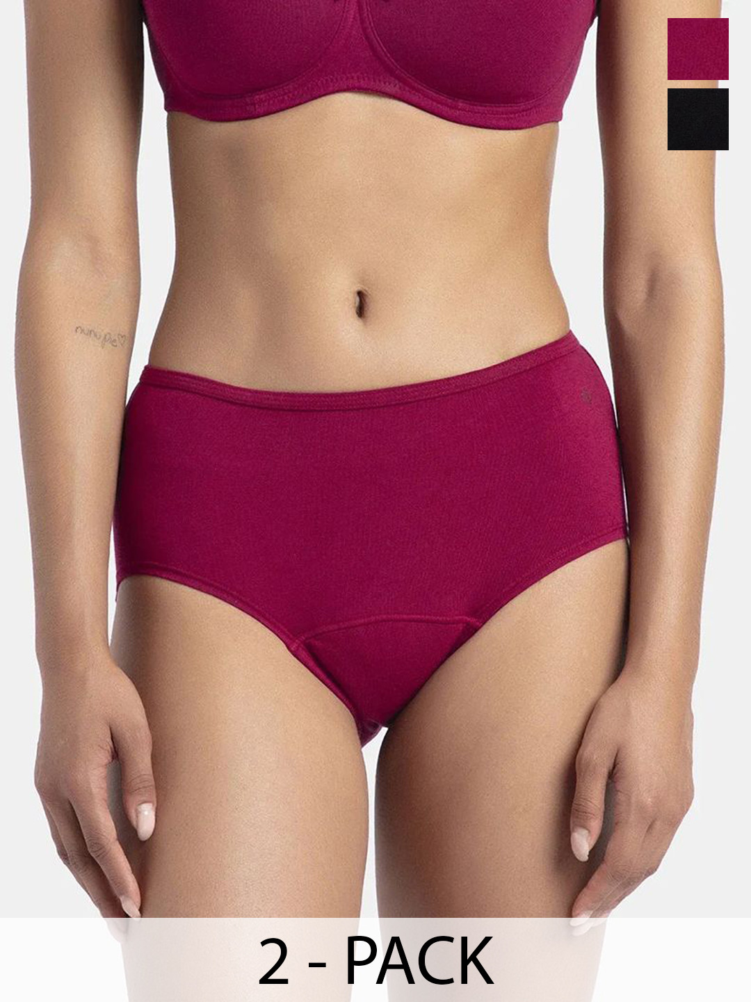 Jockey Pack of 2 Cotton Period Panty with Leak Proof Inner Absorbent Layer-SW05