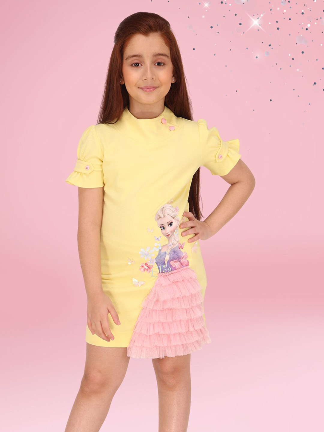 CUTECUMBER Girls Embellished Barbie Applique Bodycon Dress