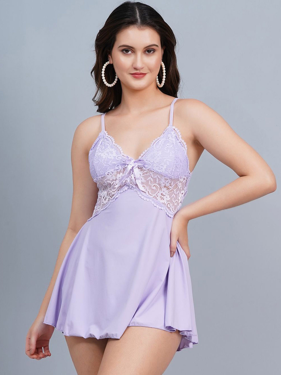 Broiden Self Design Shoulder Straps Baby Doll