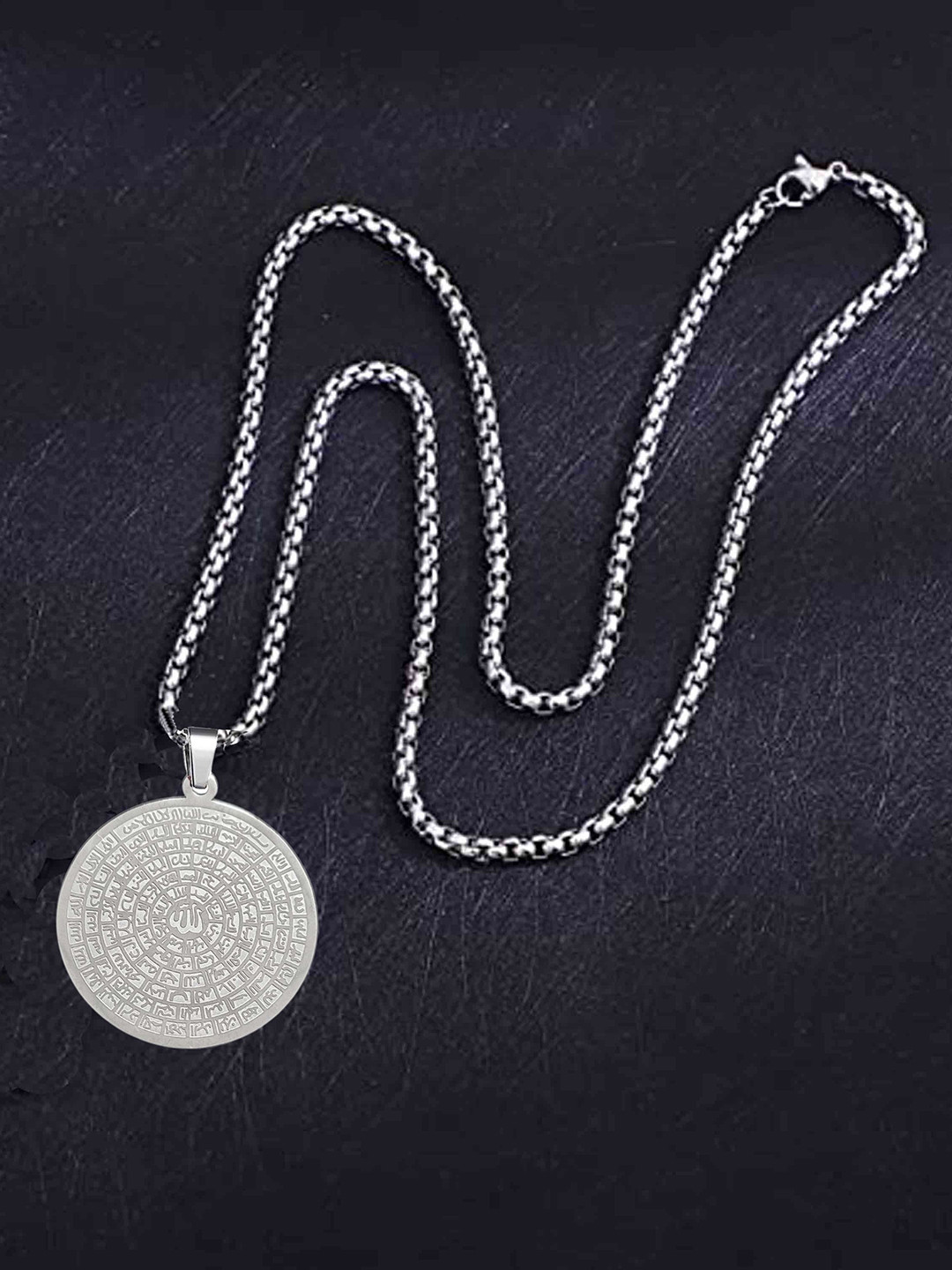 M Men Style Silver-Plated Stainless Steel Engraving Arabic Islamic With Chains