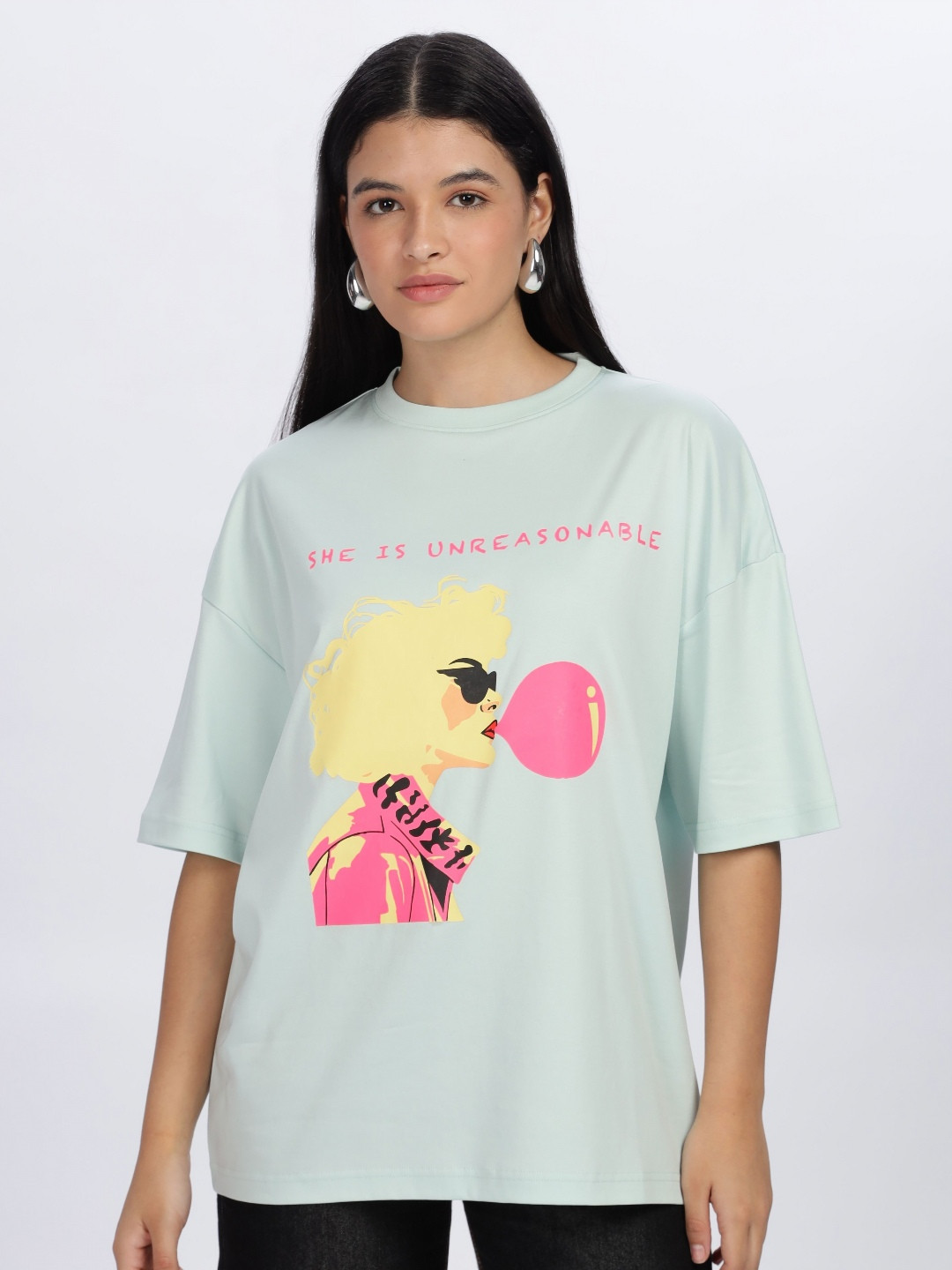 Sattired Women Supima Cotton Oversized Drop Shoulder T-shirt