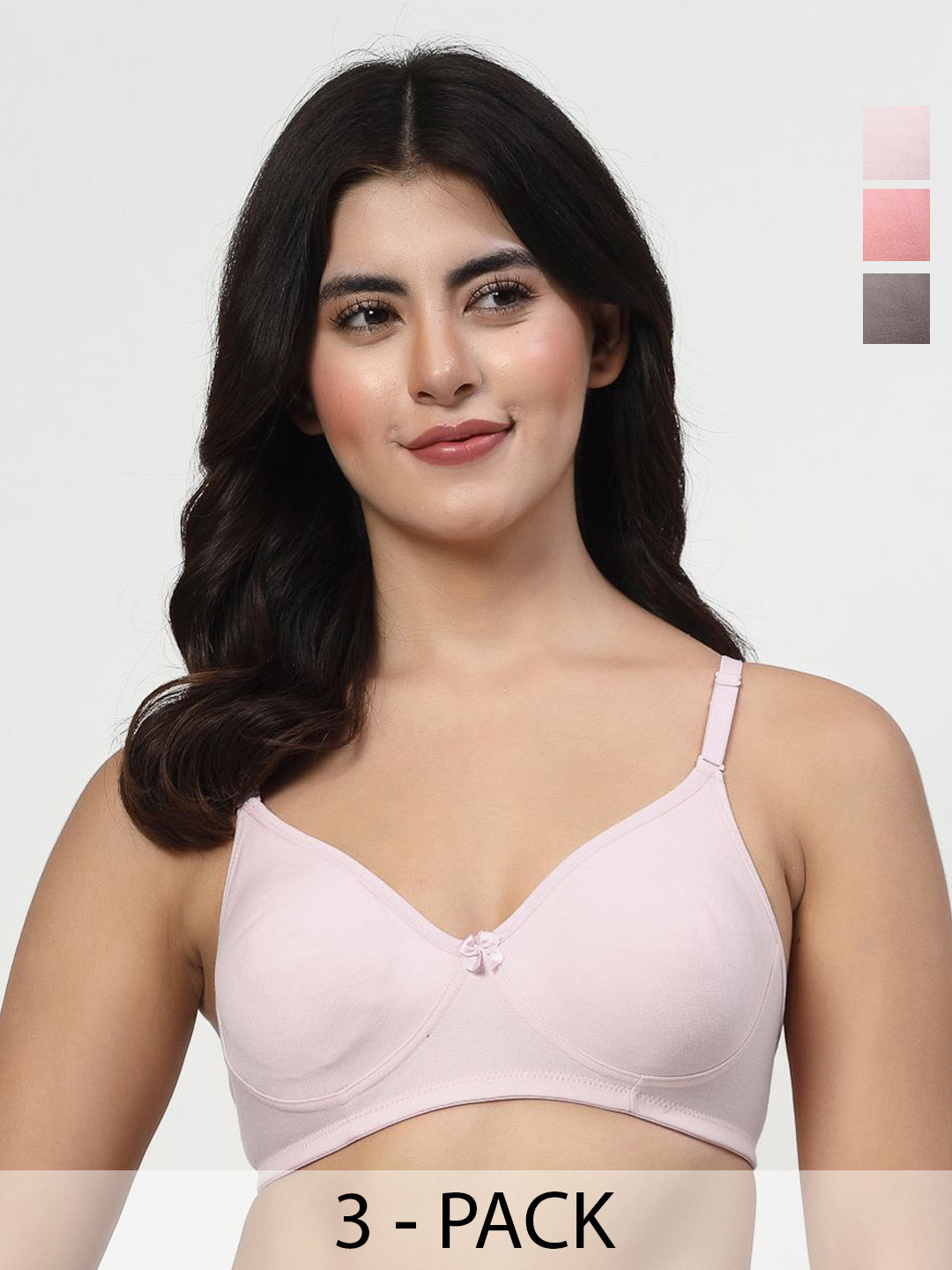 LILY Solid Full Coverage Removable Padding Non-Wired Regular T-shirt Bra