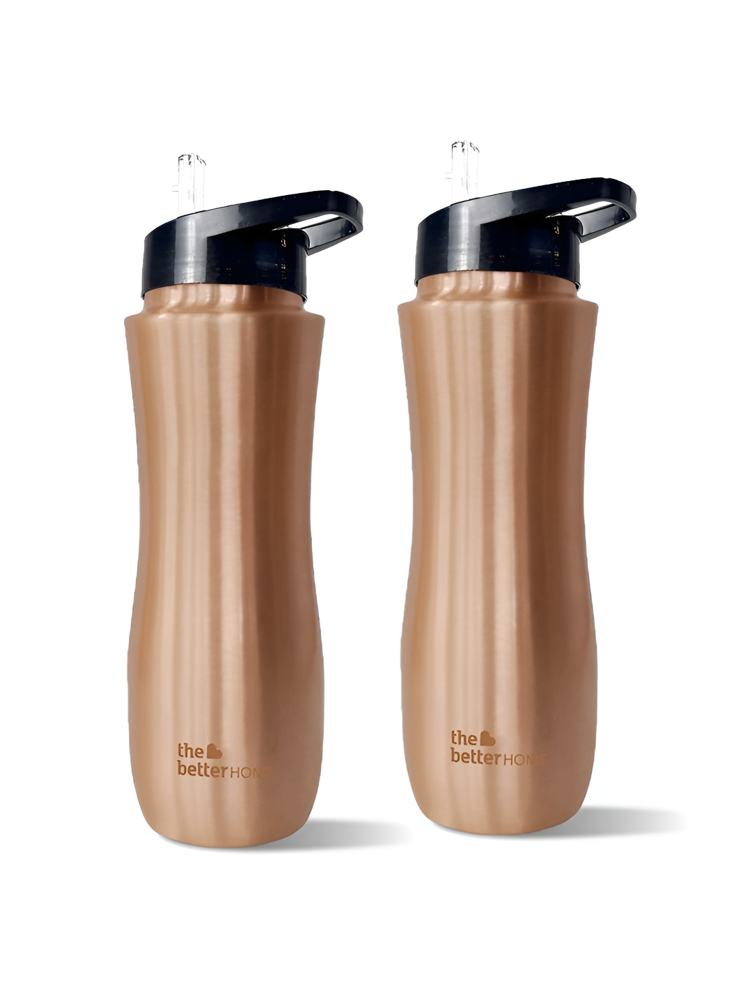 The Better Home Copper-Toned 2 Pieces Brand Logo Printed Copper Water Bottles-700 ml Each